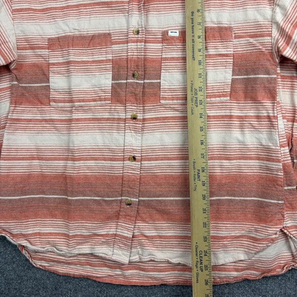 Rip Curl Shirt Mens Small Red White Stripe Button Front Cotton Casual 01YWSH - Picture 3 of 7